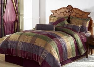 Chezmoi Collection 7 Pieces Multi Color Gitano Jacquard Patchwork Comforter 