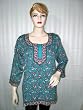 Designer Womans Blue Paisley Print Indian Kurti Kurta Tunic Crepe Medium