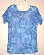 Ladies Mesh T-shirt with Lettuce edging - Blue Paisley