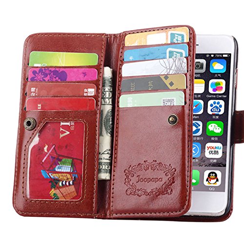 iPhone 6 Plus Case,Joopapa Luxury Fashion Pu Leather Magnet Wallet Credit Card Holder Flip Case Cover with Built-in 9 Card Slots for iPhone 6 Plus 5.5