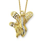 Sterling Silver Gold-plated CZ 18 Inch Angel Necklace