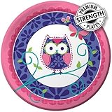 Creative Converting Owl Pal Round Dinner Plates, 8 Count