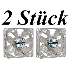 2 St?ck - ZAWARD Top Quality Geh?usel?fter 80mm Transparent mit blauen LED - Design Zaward Dimple Blade Geh?use L?fter - incl. 1 Set Gummi-L?fterhalterungen pro L?fter