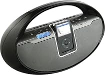 iLive IBCD2817 Portable Boombox with CD Player, AM/FM Radio, Remote Control, and iPod Dock (Black)