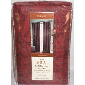 Mirage Crimson Red 100% Genuine Silk Draperies Drapery Pair 84 X 96 by Mirage Silk