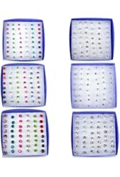 Imixlot Women's Acrylic Wholesale 144Pairs(6boxes) Invisible Bar Crystal Earring Studs Bulk Multicolor