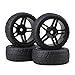 BQLZR Durable Rubber Hub Wheel Rim&Tires 1:10 On-road Racing Car RC Pack Of 4 Black