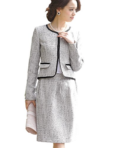 (プールヴー) PourVousワンピース スーツ フォーマルスーツ ミセス セレモニースーツ セット 結婚式 お呼ばれ 入学式 卒業式 謝恩会 大きい 大きいサイズ 膝丈 Aライン ツイード 1721