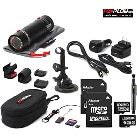 Two (2) ReplayXD Full 1080p High Definition Wearable Action Video Camera + Two (2) LEXSpeed 32GB microSDHC Class 10 + Aluminum Suction Cup + HDMI Cable +Car USB Charger + Nylon Ballistic Case + Silk Camera Bag + Cleaning Combo + Motorsport Edition