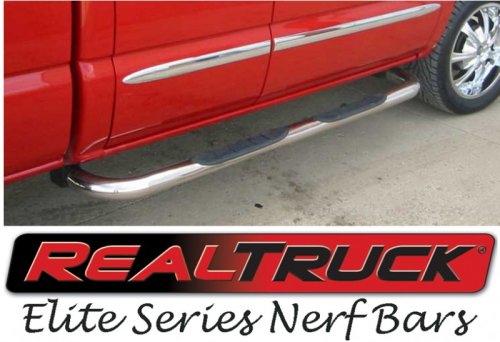 RealTruck Elite Series Side Nerf Bars Chromed Stainless Steel Jeep Wrangler 1987 to 2006 (Not Unlimited)