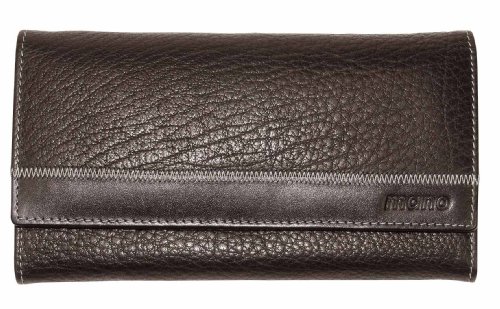 Mano Lange Damen Geldb&ouml;rse, Leder, braun/schwarz
