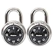 Masterlock Combination Stainless Steel Padlock W/Key Cylinder, 1-7/8" Wide, Black/Silver