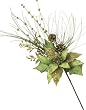 18" Gold & Green Glitter Poinsettia, Pine Cone & Berry Christmas Craft Pick
