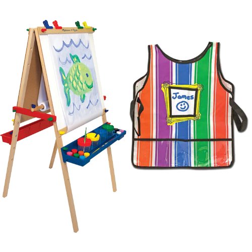 See Melissa & Doug 1282 Deluxe Wooden Standing Art Easel with Smock