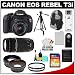 Canon EOS Rebel T3i Digital SLR Camera Body & EF-S 18-55mm IS II Lens with 75-300mm Lens + 16GB Card + .45x Wide Angle & 2x Telephoto Lenses + Tripod + Case + Battery + Remote + (2) Filters + Accessory Kit