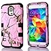 Ezydigital Luxury 3 in 1 Straw Grass Mossy Camo Hybrid Cover Case for Samsung Galaxy S5 I9600-Pink,Col#,Black