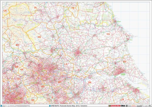 XYZ Postcode Sector Map - (S)13 - Yorkshire: Plastic Coated Wall Map