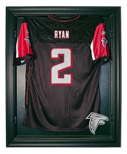 Atlanta Falcons Football Jersey Display Case Cabinet Style with Black Finish Frame