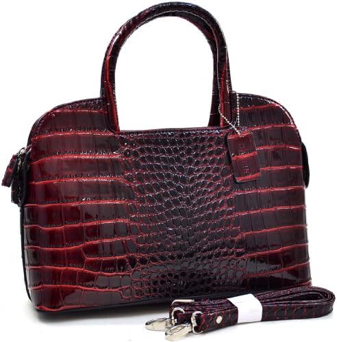 Dasein Classic Chic Patent Croco Satchel - Red