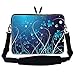 Meffort Inc 15 15.6 inch Neoprene Laptop Sleeve Bag Carrying Case with Hidden Handle and Adjustable Shoulder Strap - Blue Mini Flower Swirl