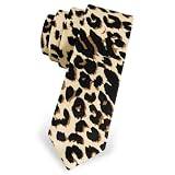 Men's Leopard Print 3 Inch Narrow Silk Tie by Wild Ties in Cream