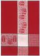 Waffle Weave 100% Cotton Christmas Present Red Dishtowel 18" X 28" Set / 6