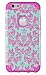 iPhone 6, DandyCase 2in1 Hybrid High Impact Hard Sea Green Flower Pattern + Pink Silicone Case Cover for Apple iPhone 6 (4.7