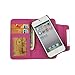 Rose Detachable PU Leather Wallet Card Case & Back Cover With Detachable Hand Strap Wristlet and Card Slot Holder For Apple iphone 5 / 5S