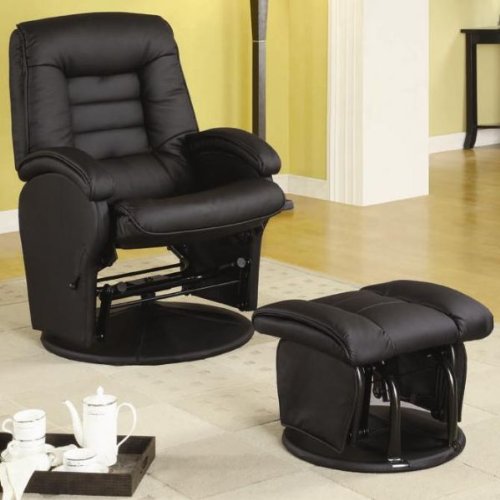 Recliner Leatherette Glider wOttoman by Coaster Fine Furniture