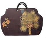 ArtisanStreet's Tropical Embroidery on Black Carpet Bag with Shoulder Strap. Smooth Black Tapestry Features Thick Rich Embroidery. Limited Edition. Use as an Overnight Bag or Even as a Briefcase.