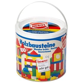 Click here to buy Colored Wooden Blocks in Drum 100 pieces by Heros.