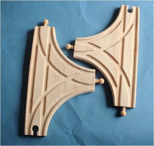 Childrens Toyshop  Toys : Wooden Train Railway System - Spare T-Junction Track x 2 (Compatible with leading wooden rail systems) - Wooden Toy
