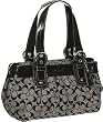 Authentic Coach Signature Soho Pleated Tote Bag Black White 13742