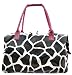 Brown/White Giraffe Print Overnight Bag Duffel Red Trim