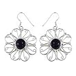 Onyx Drop-earrings Handcrafted Sterling Silver Jewelry 1 inches