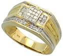 14k Yellow Gold Men's Fancy Ring, w/ 0.60 Carat Brilliant Cut & Invisible-set Diamonds, 7/16" (11mm) wide