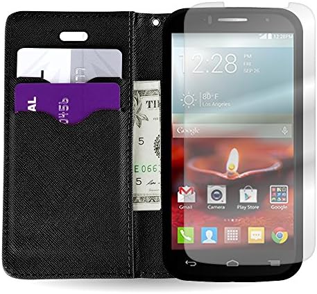 Alcatel One Touch Fierce 2 Wallet Case with (Pink Butterfly) Floral Design CoverON® Convenient Pouch Credit Card Holder Slots Phone Cover for Alcatel One Touch Fierce 2 7040T - CarryAll Series, BONUS Screen Protector Included