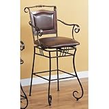 29"h Scroll Motif Bar Stool In Metal Finish