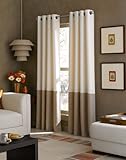 Curtainworks Kendall Color Block Grommet Curtain Panel, 52-Inch by 120-Inch, Ivory