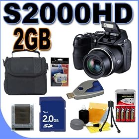 Fujifilm Finepix S2000HD 10.0MP 15x Optical Zoom Digital Camera BigVALUEInc Accessory Saver 2GB NiMH Battery/Rapid Charger Bundle + MORE