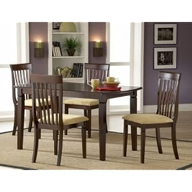 Hillsdale Verona Rectangle 5-Piece Dining Set with Slat-Chairs, Cappuccino, Set Includes 1-Table and 4-Chairs