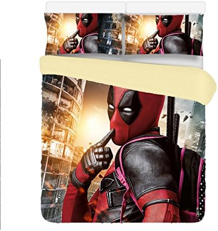 Custom Deadpool 3 Piece Duvet Cover Bedding Set Queen Size 200x230CM