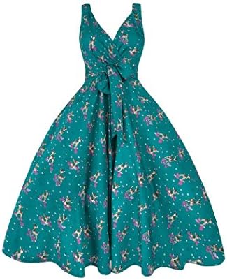 New Ladies 1950s Retro Vintage Bambi Deer Swing Party Dress Size 18