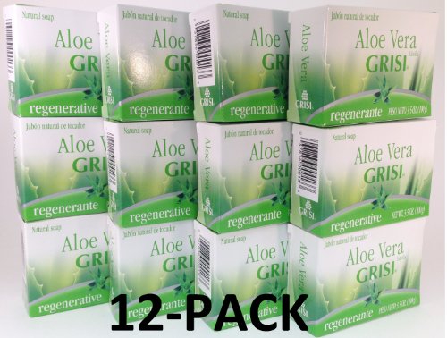 12pk - Aloe Vera Soap - Jabon de Sávila - Grisi (3.5 Oz. X 12 Units)