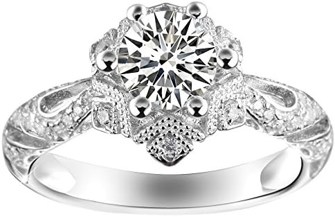 Ruth G Platinum-Plated Sterling Silver Round-cut Cubic Zirconia Engagement Band Ring