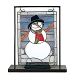 LAMPS BEAUTIFUL Tiffany Style Snowman Accent Stained Glass Window--Excellent customer service--see our feedback.