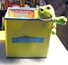 Storage Boxes, Collapsible Green Box with Blue Rims Container Boxes 8"x8"x8" -TWO BOXES