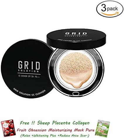 3 Units of Grid Solution CC Cushion SPF 50+ PA+++ Made In Korea [Get Free Tomato Facial Mask]