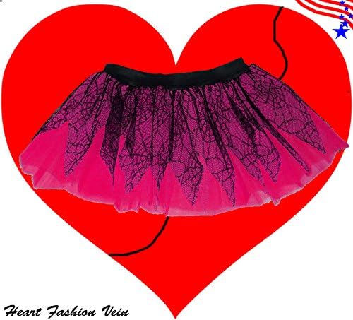 Uv Neon Hot Pink Spider Web Lace Tutu Skirt Halloween Fancy Costumes
