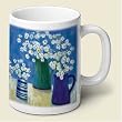 Coffee Mug ~ Summer Daisies ~ large 14 oz capacity ~ one ceramic mug ~ code 463